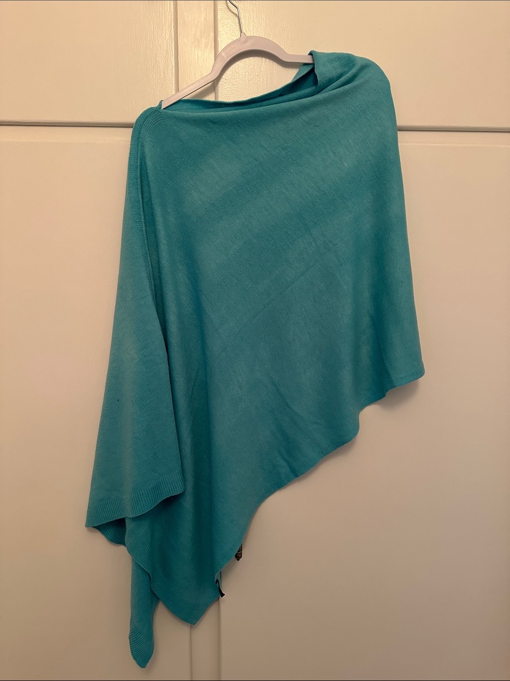 EUC Aqua Blue Knit Asymmetrical Poncho Wrap